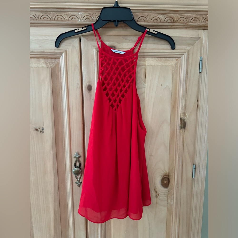 Naked zebra red high neck top
